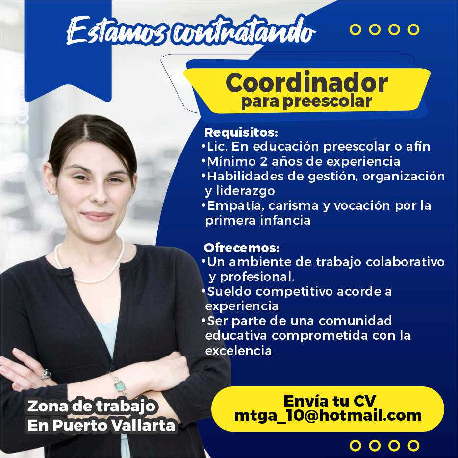 anuncio de
Coordinador
para preescolar