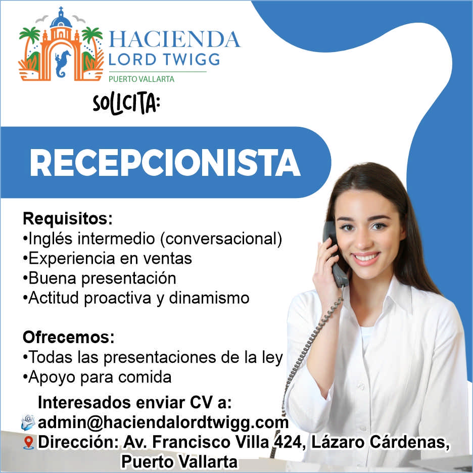 anuncio de
RECEPCIONISTA