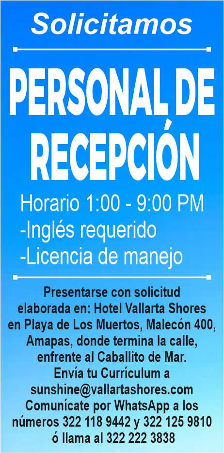 anuncio de
PERSONAL DE
RECEPCIÓN