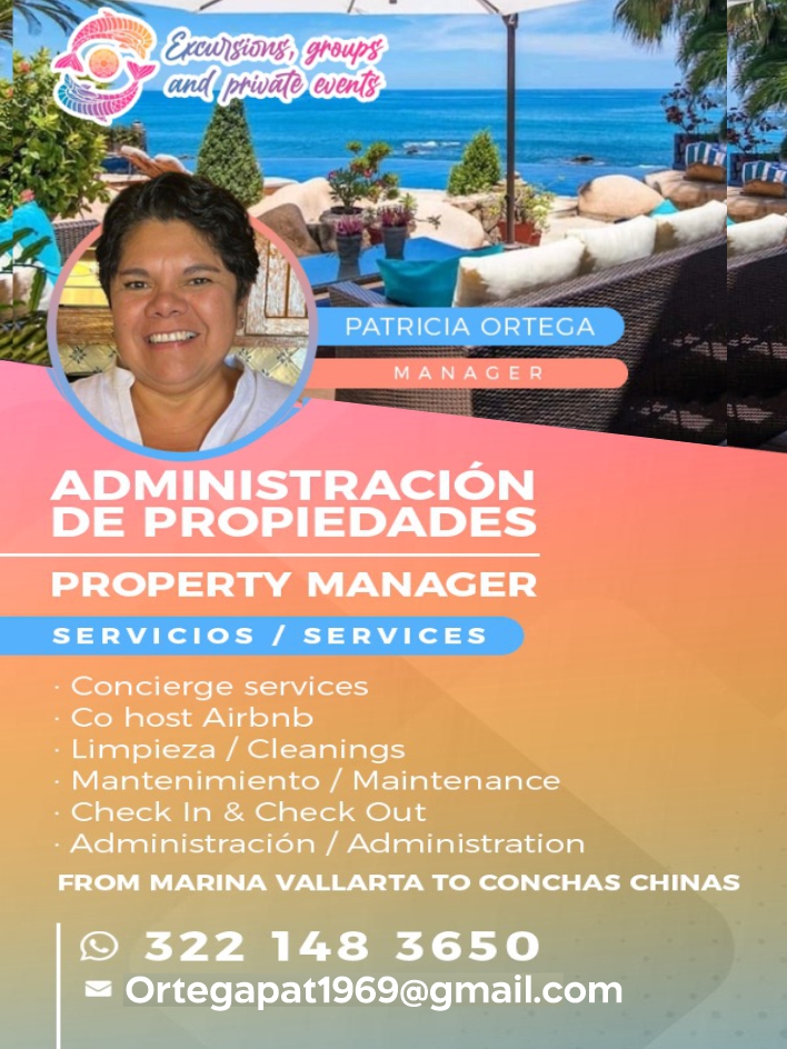 anuncio de EveaaadministraciOnde propiedadesproperty managerservicios / servicesconcierge servicesco host airbnblimpieza / cleaningsmantenimiento / maintenancecheck in & check outadrninistracion / administrationfrom marina vallarta to conchas chinass 322 148 3650ortegapat1969@gmail.com