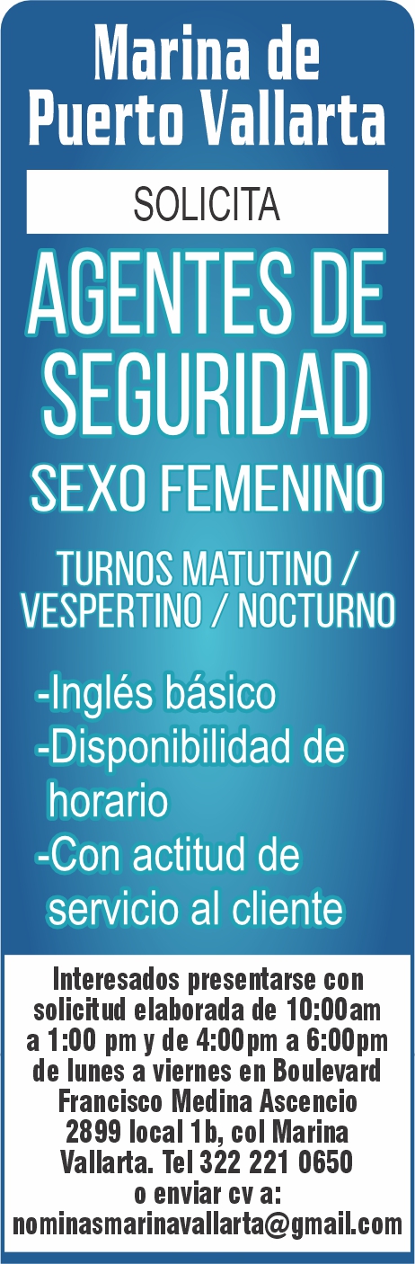 anuncio de 
AGENTES DE
SEGURIDAD
SEXO FEMENINO
