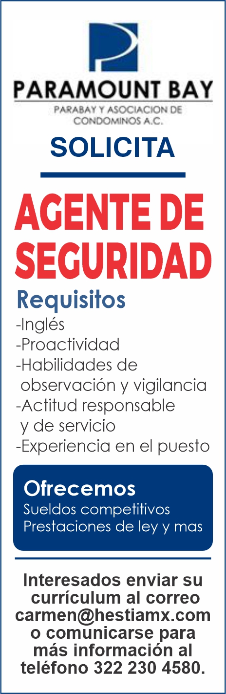 anuncio de 
AGENTE
SECURIDAD
