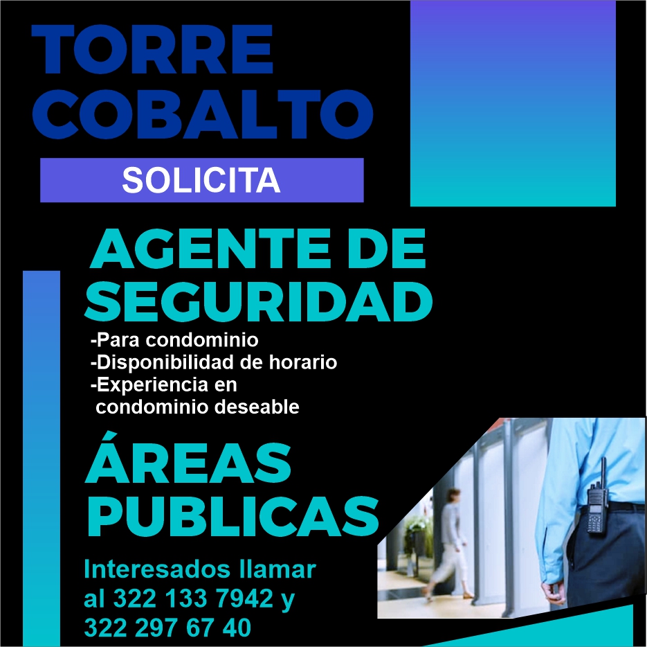 anuncio de 
ACENTE DE
SECURIDAD

ÁREAS
PUBLICAS

