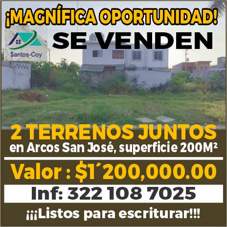 anuncio de Imagniflca oportunidad!sevendensant0*coy-zterrenoswntos-en arcos san jose, superficie 200m2valor : $vzoo,ooo.ooinf: 322108 7025iiilistos para escriturar!!!