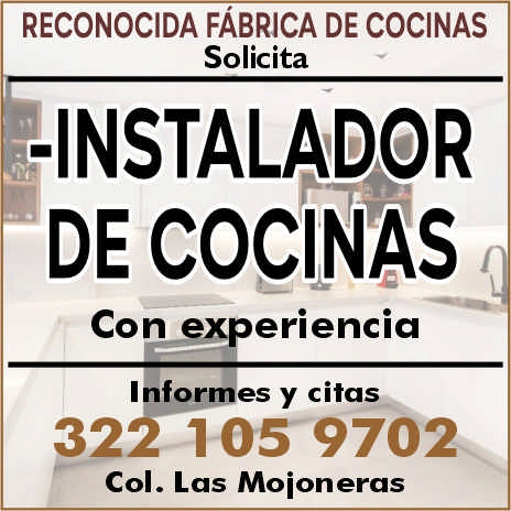 anuncio de Reconocida fAbrica de cocinassolicita-instaladorde cocinascon experiencia32310$9702col. las moioneras