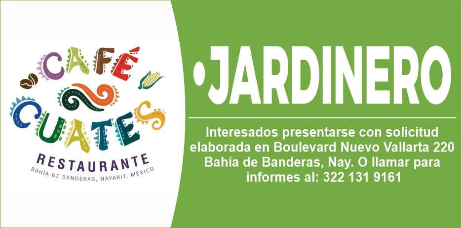 anuncio de Restaura nit'349/4 oe handeras,'jardinerointeresados presentarse con solicitudelaborada en boulevard nuevo vallarta 220bahia de banderas, nay. o llamar parainformes al: 322 131 9161