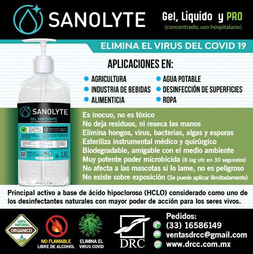 imagen de Sanolyte sanitizante liquido, gel y concentrado_1