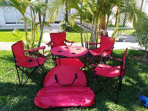 imagen de kit para playa 4 sillas 1 mesa bolsa transportador_2